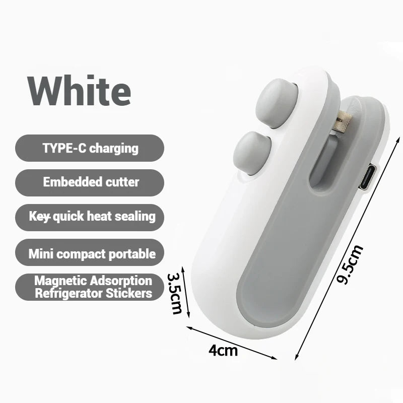 Mini Plastic Heat Bag Sealer Rechargeable 2 in 1 Food Sealer Clip Handheld Sealer Food Packaging Heat Sealer Sealant Machine