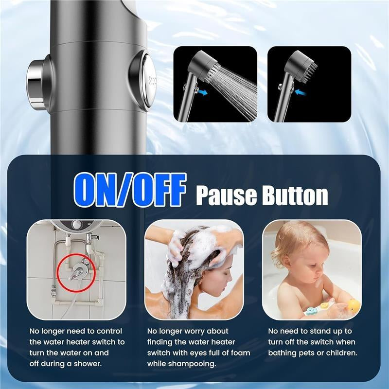 Filtered Shower Head with Handheld and Power Wash for Hard Water, High Pressure Water Flow, and Multiple Spray Modes