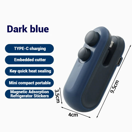 Mini Plastic Heat Bag Sealer Rechargeable 2 in 1 Food Sealer Clip Handheld Sealer Food Packaging Heat Sealer Sealant Machine